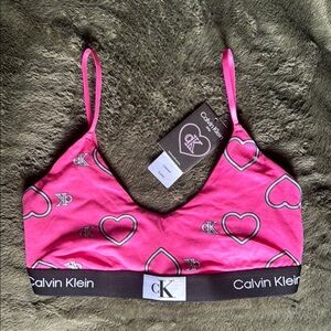 Calvin Klein Pink Bra with Signature Elastic Band Size M